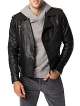 LEATHER MOTO JACKET - JET BLACK
