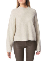 FASHIONED FUNNEL NECK BOXY SWEATER - OATMEAL