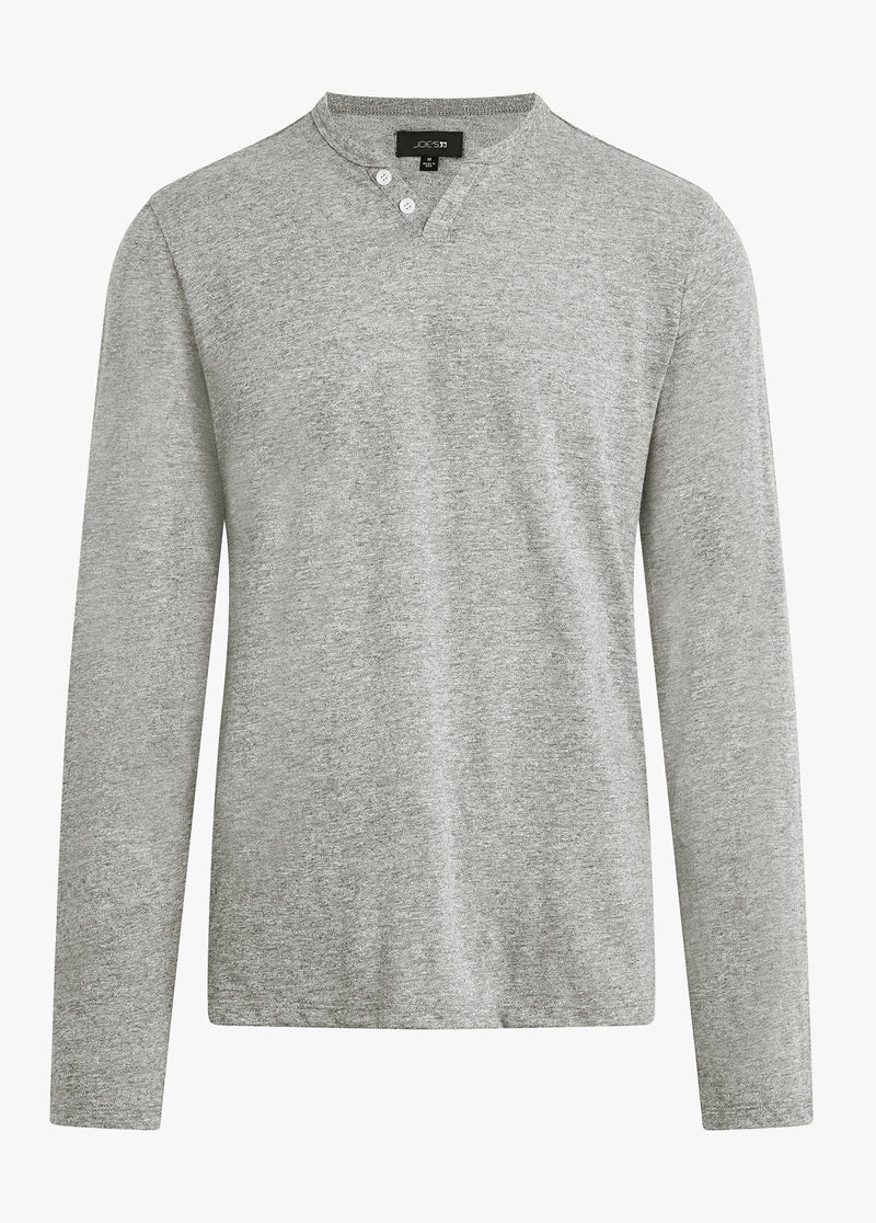 WINTZ L/S SLUB HENLEY - HEATHER GREY