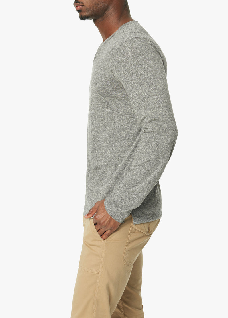 WINTZ L/S SLUB HENLEY - HEATHER GREY