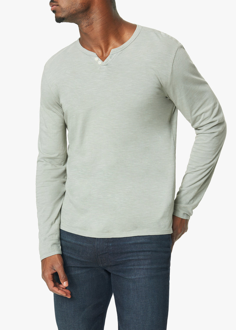 WINTZ L/S SLUB HENLEY - HEATHER GREY