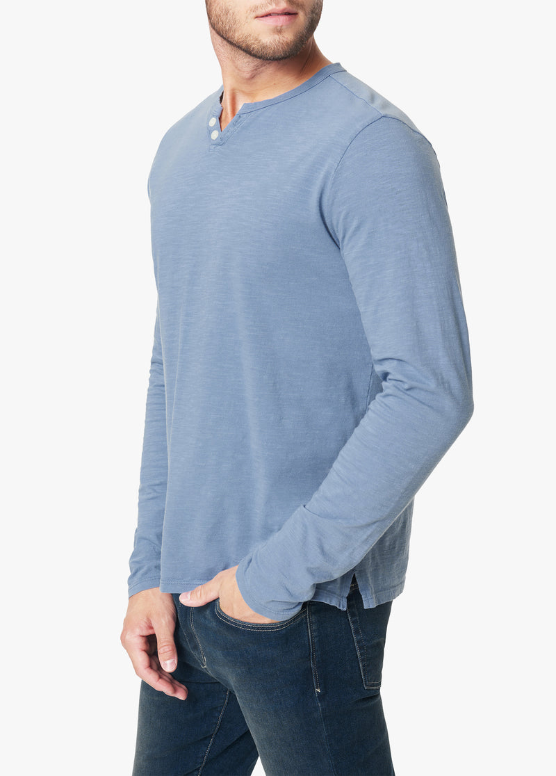 WINTZ L/S SLUB HENLEY - HEATHER GREY