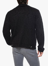 KNIT TRUCKER JACKET - BLACK