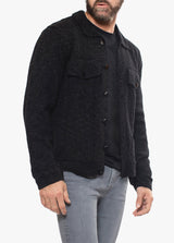 KNIT TRUCKER JACKET - BLACK
