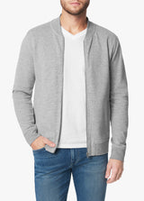 KNIT VARSITY JACKET - CHARCOAL HEATHER G