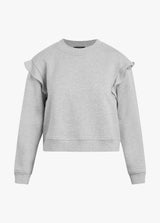 CHIFFON FRILL BISHOP SLEEVE SWEATSHIRT - SATELLITE