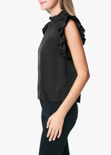 SHIRRED SLEEVE SHELL BLOUSE
