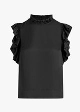 SHIRRED SLEEVE SHELL BLOUSE