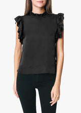 SHIRRED SLEEVE SHELL BLOUSE