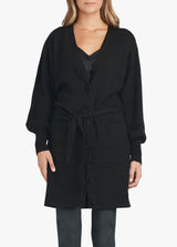 THE CORALIE BELTED CARDIGAN - BLACK