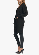 THE CORALIE BELTED CARDIGAN - BLACK