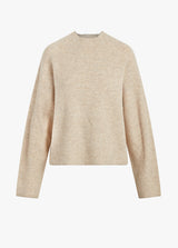 FASHIONED FUNNEL NECK BOXY SWEATER - OATMEAL