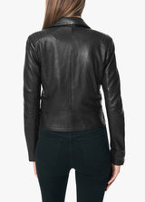 DYLAN LEATHER ZIP MOTO JACKET - BLACK
