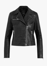 DYLAN LEATHER ZIP MOTO JACKET - BLACK
