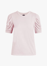 SOLID TWISTED SLEEVE TEE - ROSE SMOKE