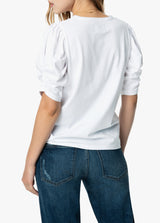 SOLID TWISTED SLEEVE TEE - WHITE