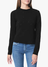 JOSEPHINE POINTELLE PUFF SLEEVE SWEATER - BLACK