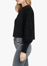 EDITH BOYFRIEND CREW NECK SWEATER - BLACK