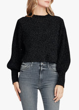 EDITH BOYFRIEND CREW NECK SWEATER - BLACK