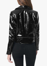 DYLAN PATENT LEATHER ZIP MOTO JACKET - BLACK