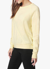 CONTRAST TWISTED RAGLAN SLEEVE SWEATSHIRT - WAX YELLOW