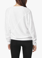 CONTRAST TWISTED RAGLAN SLEEVE SWEATSHIRT - WHITE