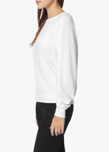 CONTRAST TWISTED RAGLAN SLEEVE SWEATSHIRT - WHITE