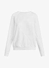 CONTRAST TWISTED RAGLAN SLEEVE SWEATSHIRT - WHITE