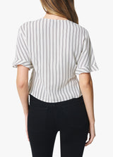 THE V-NECK SUN SHIRT - BAU HAUS STRIPE