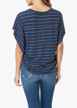 THE BUTTERFLY SHORT SLEEVE TEE - LINEN STRIPE NAVY