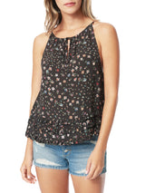THE HALTER NECK RUFFLE TOP - GARDEN DITSY - BLA