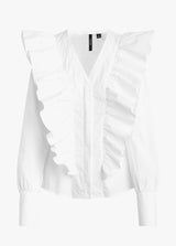 THE POPLIN RUFFLE SHIRT - WHITE
