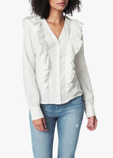 THE POPLIN RUFFLE SHIRT - WHITE