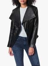 THE WING COLLAR LEATHER JACKET - BLACK